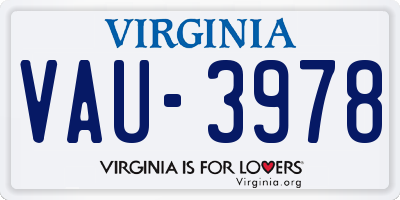 VA license plate VAU3978