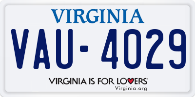 VA license plate VAU4029