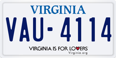 VA license plate VAU4114