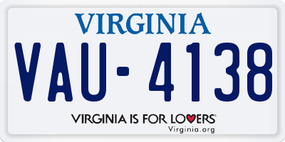 VA license plate VAU4138
