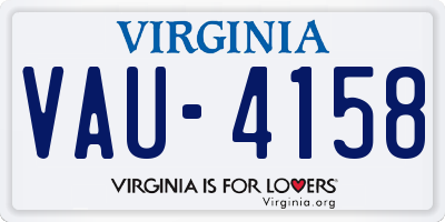 VA license plate VAU4158
