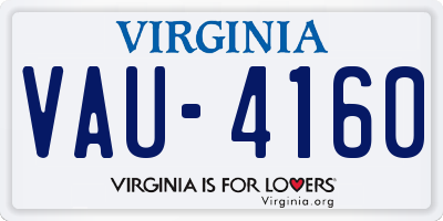VA license plate VAU4160