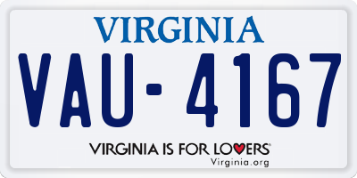VA license plate VAU4167