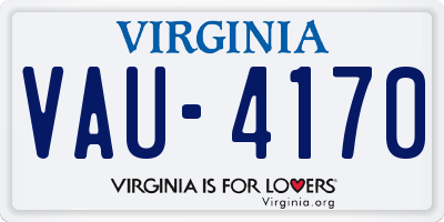 VA license plate VAU4170