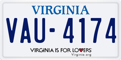 VA license plate VAU4174