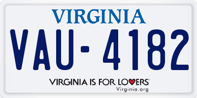 VA license plate VAU4182