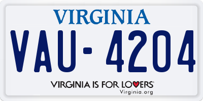 VA license plate VAU4204