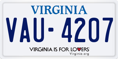 VA license plate VAU4207