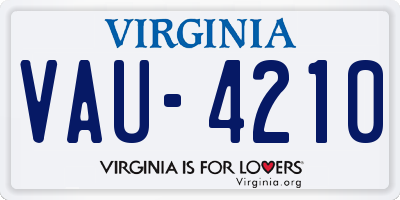 VA license plate VAU4210