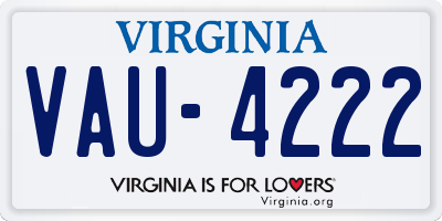 VA license plate VAU4222