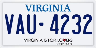 VA license plate VAU4232