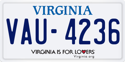 VA license plate VAU4236