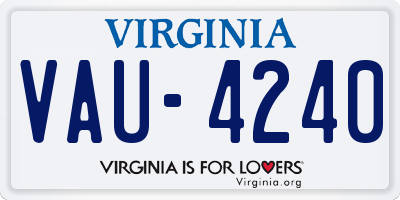 VA license plate VAU4240