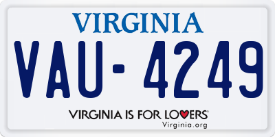 VA license plate VAU4249