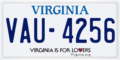 VA license plate VAU4256
