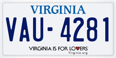 VA license plate VAU4281