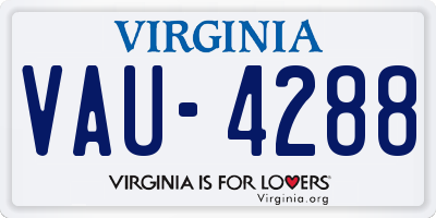 VA license plate VAU4288