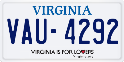 VA license plate VAU4292
