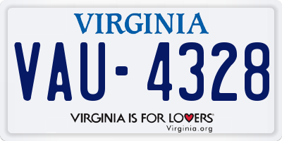 VA license plate VAU4328
