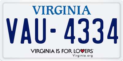 VA license plate VAU4334