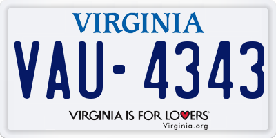 VA license plate VAU4343
