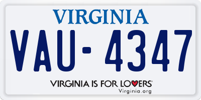 VA license plate VAU4347
