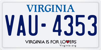 VA license plate VAU4353