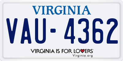 VA license plate VAU4362