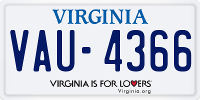 VA license plate VAU4366