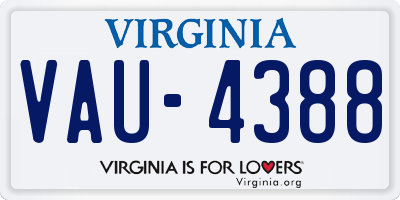 VA license plate VAU4388