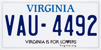 VA license plate VAU4492