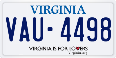 VA license plate VAU4498