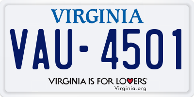 VA license plate VAU4501