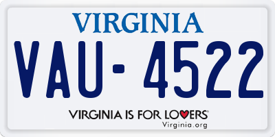 VA license plate VAU4522