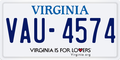 VA license plate VAU4574