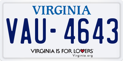 VA license plate VAU4643
