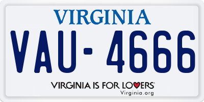 VA license plate VAU4666