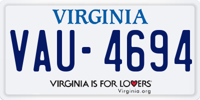 VA license plate VAU4694