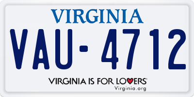 VA license plate VAU4712