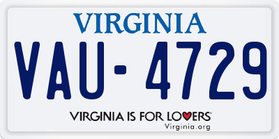 VA license plate VAU4729