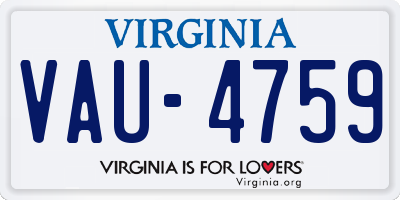 VA license plate VAU4759