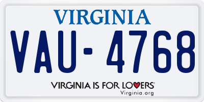VA license plate VAU4768