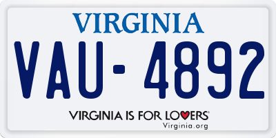 VA license plate VAU4892