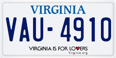 VA license plate VAU4910