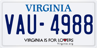 VA license plate VAU4988