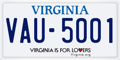 VA license plate VAU5001
