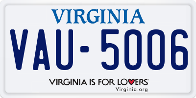 VA license plate VAU5006
