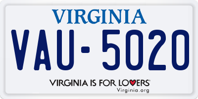 VA license plate VAU5020