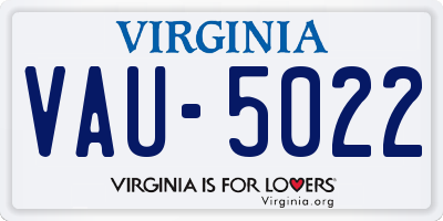 VA license plate VAU5022