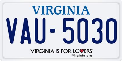 VA license plate VAU5030